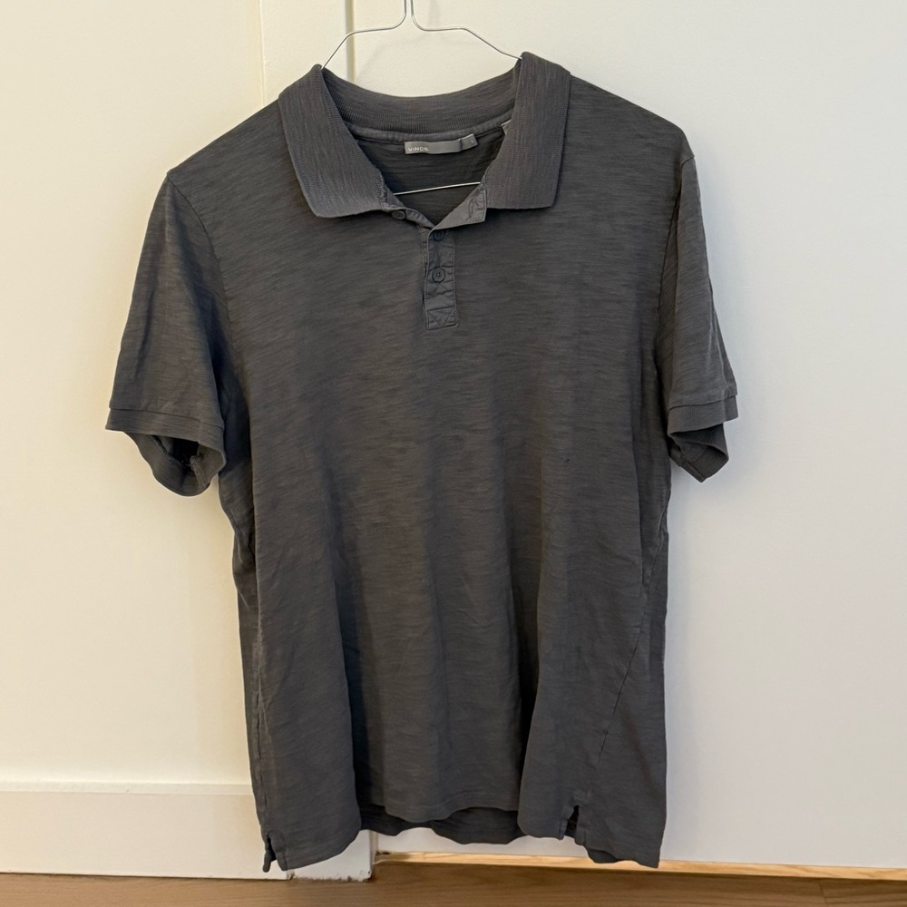 Vince Regular Fit Slub Polo in Silver Size Large Men’s Shirt